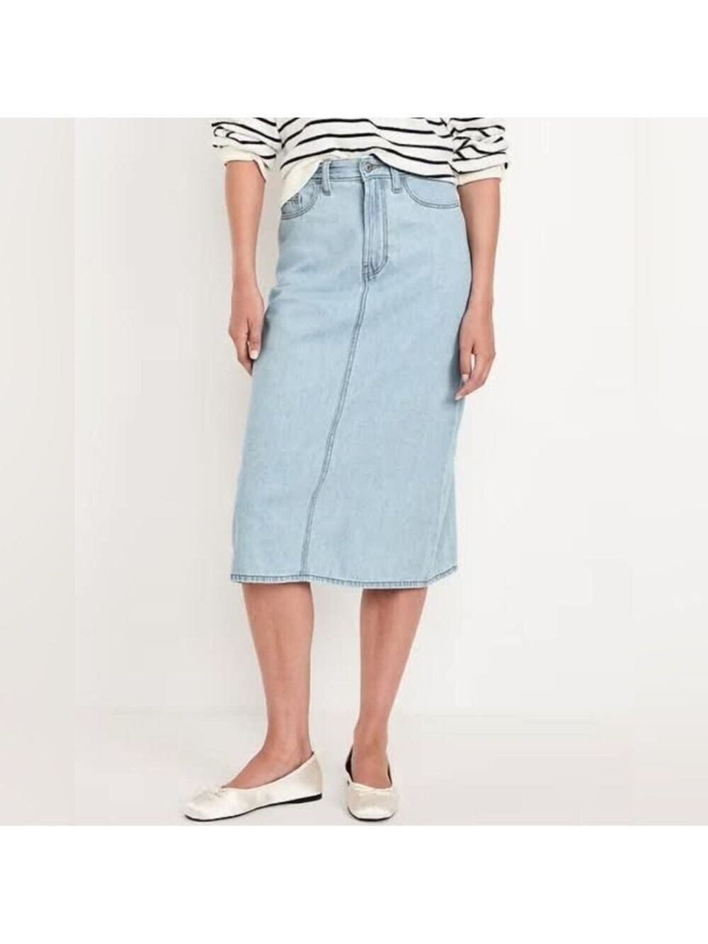 30 • Old Navy • Light Blue Denim High-Waisted Wow Jean Midi Skirt